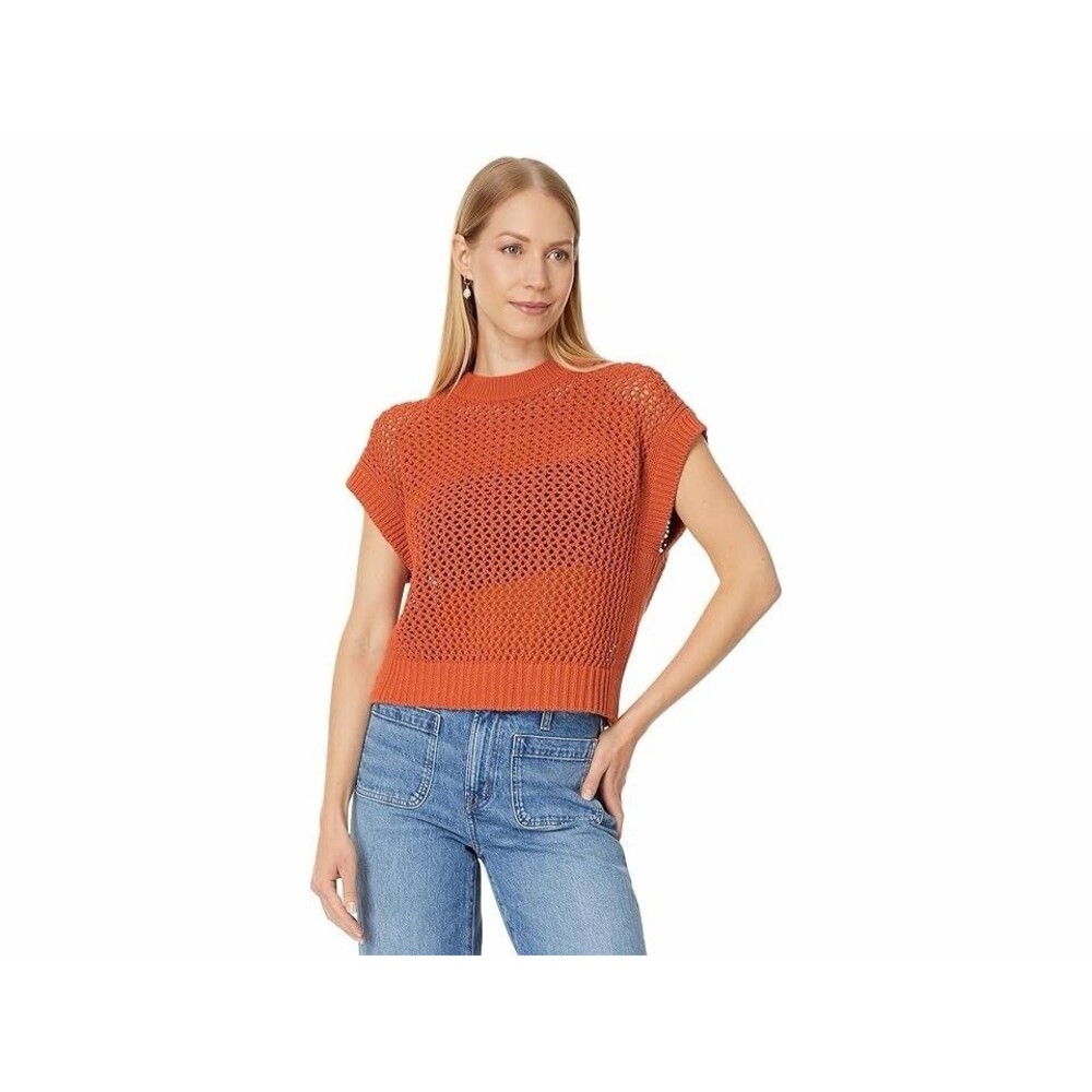 Madewell Dark Copper Open Stitch Sweater Tee Size SMALL